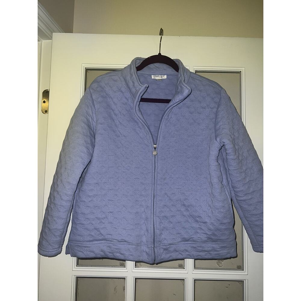 Coldwater creek womens purple snowflake pattern full zip weather jacket PM